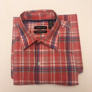 Van Heusen Pink Blue Plaid Button Down Shirt